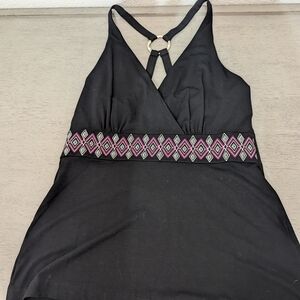 #375 - White House Black Market Black Tank Top with Pink and White Accents